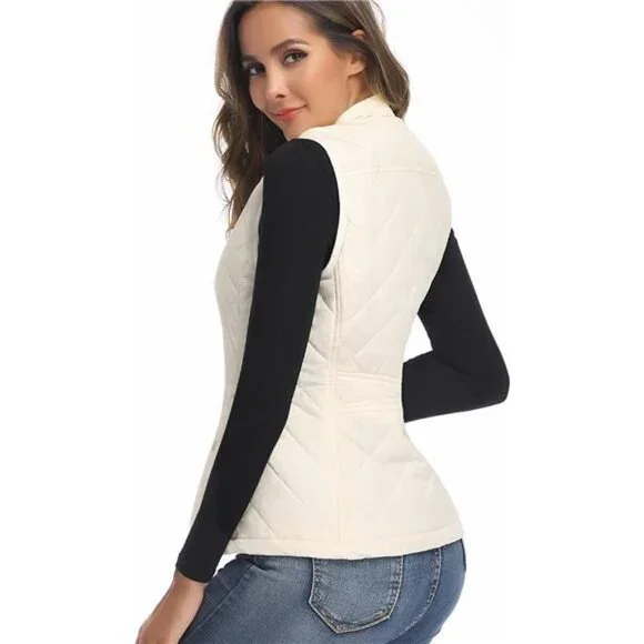 Women's Outwear Vest - Stand Collar Lightweight Zip Quilted Vest for Women - Picture 3 of 6